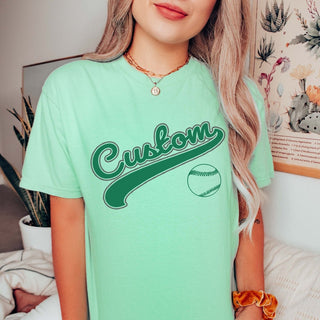 Custom Baseball Script With Tail Comfort Color Graphic Tee - Limeberry Designs