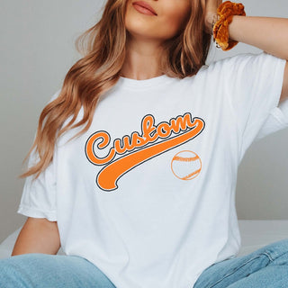 Custom Baseball Script With Tail Comfort Color Graphic Tee - Limeberry Designs