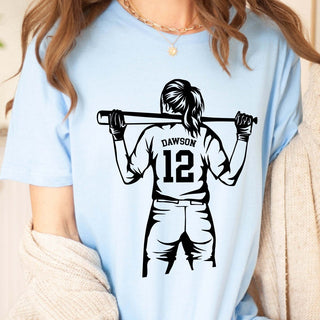 Custom Baseball / Softball Player Name + Number Bella Graphic Tee - Limeberry Designs