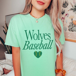 Custom Baseball With Heart Ball Comfort Color Graphic Tee - Limeberry Designs