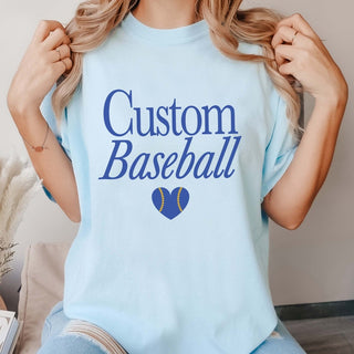Custom Baseball With Heart Ball Comfort Color Graphic Tee - Limeberry Designs