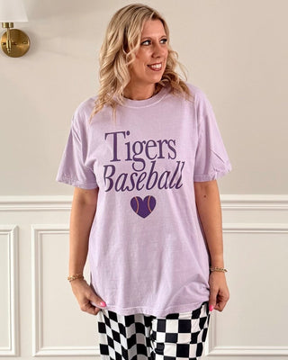 Custom Baseball With Heart Ball Comfort Color Graphic Tee - Limeberry Designs