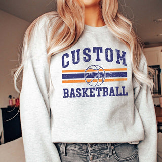 Custom Basketball Team With Stripes Graphic Sweatshirt - Limeberry Designs