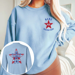 Custom Darien Stars Baseball Player Graphic Sweatshirt - Front & Back Print - Limeberry Designs