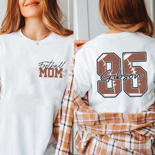 Custom Football Mom Name Number Tee With Front And Back Design - Limeberry Designs