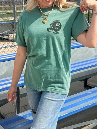 Custom Football Player Comfort Color Graphic Tee With Front And Back Design - Limeberry Designs