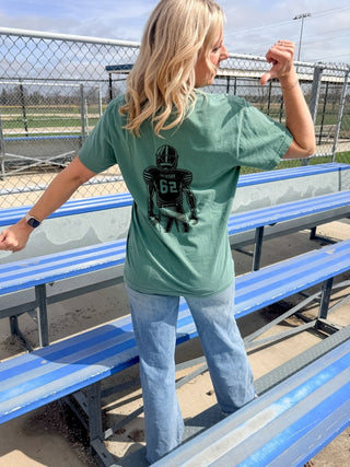 Custom Football Player Comfort Color Graphic Tee With Front And Back Design - Limeberry Designs
