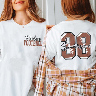 Custom Football Team, Name And Number Tee With Front And Back Design - Limeberry Designs