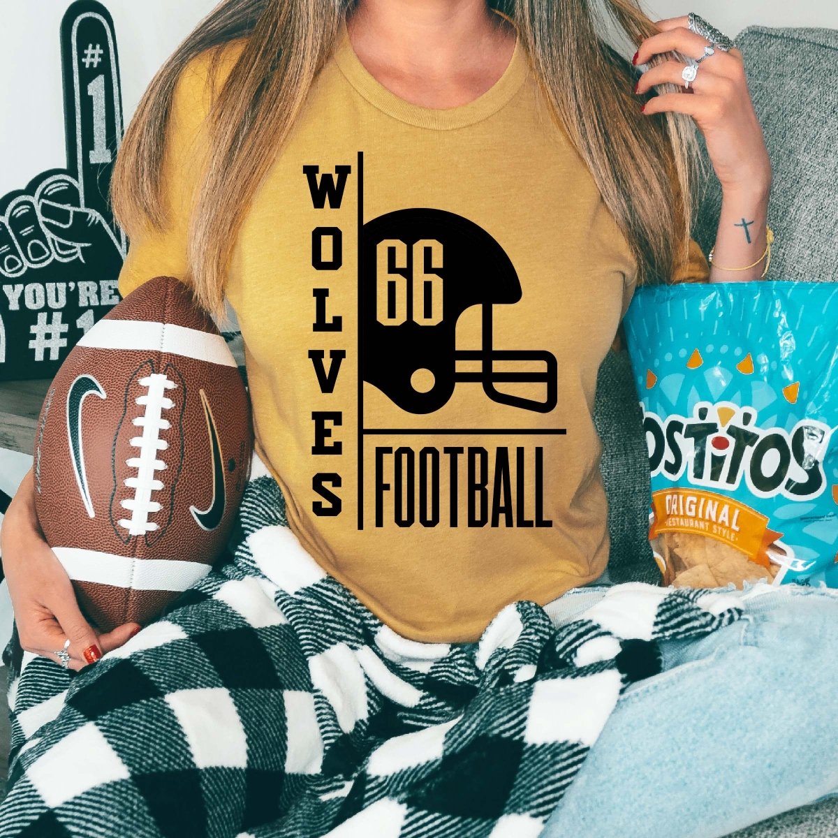 Custom Football Tee & Number - Limeberry Designs