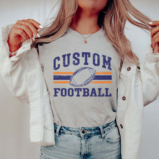 Custom Football Team With Stripes Bella Graphic Tee - Limeberry Designs