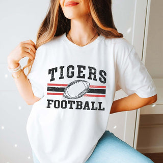 Custom Football Team With Stripes Bella Graphic Tee - Limeberry Designs