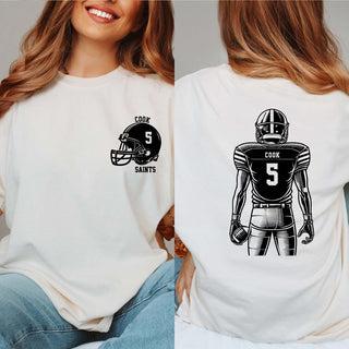 Custom Saints Football Player Front & Back Comfort Color Tees - Limeberry Designs