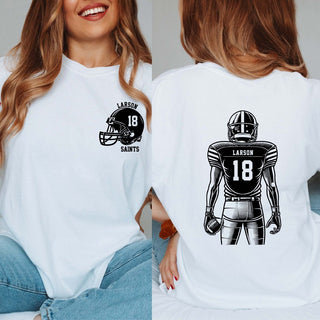 Custom Saints Football Player Front & Back Comfort Color Tees - Limeberry Designs