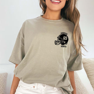 Custom Saints Football Player Front & Back Comfort Color Tees - Limeberry Designs