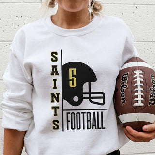 Custom Saints Football With Number Sweatshirts - Limeberry Designs