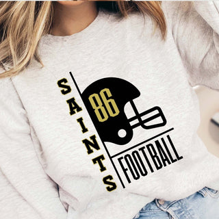 Custom Saints Football With Number Sweatshirts - Limeberry Designs