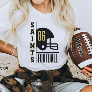 Custom Saints Football With Number Tees - Limeberry Designs