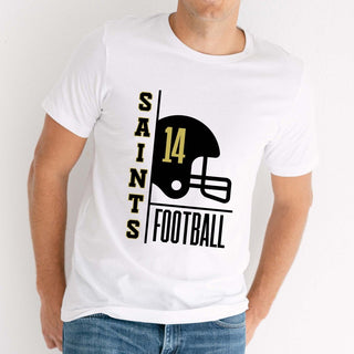 Custom Saints Football With Number Tees - Limeberry Designs