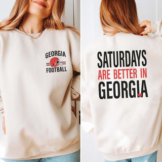 Custom Saturdays Are Better Football Sweatshirt With Front And Back Design - Limeberry Designs