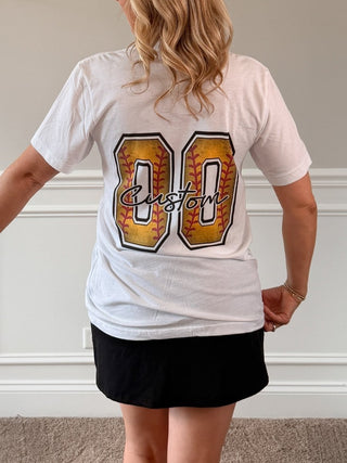 Custom Softball Name Number Team Bella Tee With Front And Back Design - Limeberry Designs