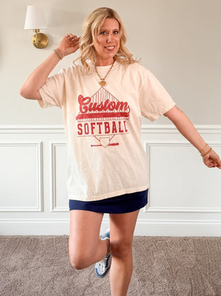 Custom Softball Team Vintage Stripe Comfort Color Graphic Tee - Limeberry Designs