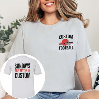 Custom Sundays Are Better Football Bella Graphic Tee With Front And Back Design - Limeberry Designs