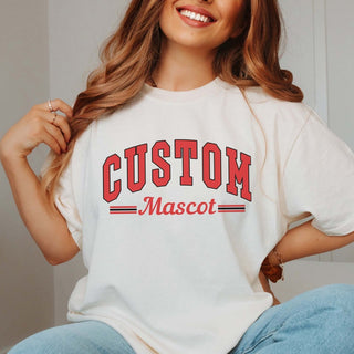 Custom Team And Mascot With Stripes Comfort Color Graphic Tee - Limeberry Designs