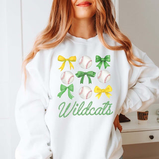 Custom Team Baseball And Bow Collage Sweatshirts - Limeberry Designs