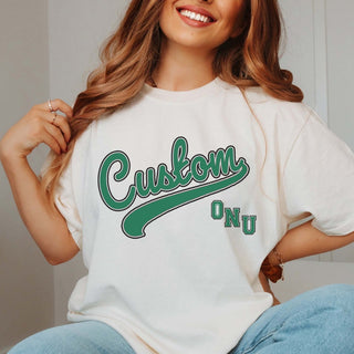 Custom Team Script With Tail Comfort Color Graphic Tee - Limeberry Designs