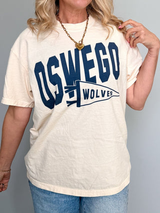 Custom Team with Mascot Pennant Flag Comfort Color Graphic Tee - Limeberry Designs