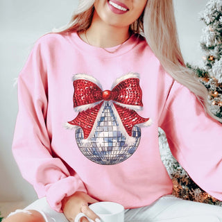 Disco Christmas Bow Graphic Sweatshirt - Limeberry Designs