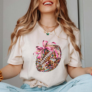 Disco Football Bow Bella Graphic Tee - Limeberry Designs