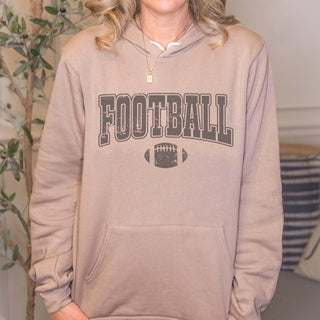 Distressed Football With Ball Tan Bella Hoodie Sweatshirt - Limeberry Designs