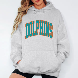 Dolphins Collegiate Letter Graphic Sweatshirt + Hoodie