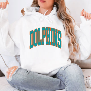 Dolphins Collegiate Letter Graphic Sweatshirt + Hoodie
