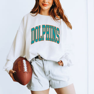 Dolphins Collegiate Letter Graphic Sweatshirt + Hoodie