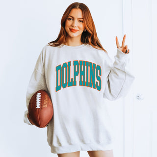 Dolphins Collegiate Letter Graphic Sweatshirt + Hoodie