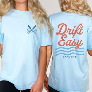 Drift Easy Lake Life Front & Back Comfort Color Graphic Tee - Limeberry Designs