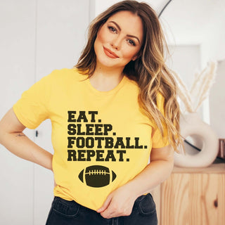 Eat Sleep Football Repeat Graphic Tee - Limeberry Designs