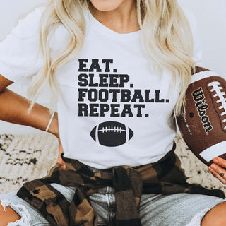 Eat Sleep Football Repeat Graphic Tee - Limeberry Designs