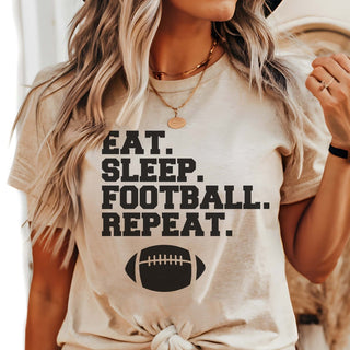 Eat Sleep Football Repeat Graphic Tee - Limeberry Designs