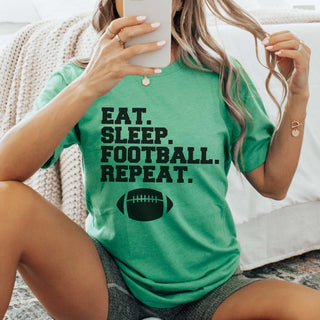 Eat Sleep Football Repeat Graphic Tee - Limeberry Designs