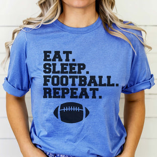 Eat Sleep Football Repeat Graphic Tee - Limeberry Designs