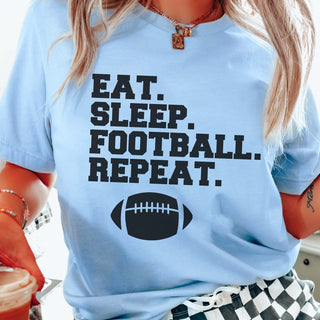 Eat Sleep Football Repeat Graphic Tee - Limeberry Designs