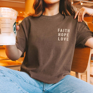 Faith Hope Love Front & Back Graphic Comfort Color Tee - Limeberry Designs