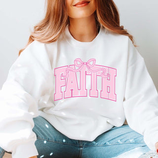 Faith Pink Bow Wholesale Graphic Sweatshirt - Fast Shipping - Limeberry Designs