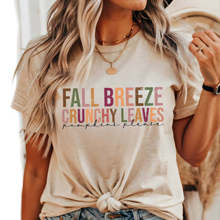 Fall Breeze Crunch Leaves Wholesale Bella Graphic Tee - Fast Shipping - Limeberry Designs