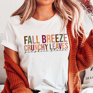 Fall Breeze Crunch Leaves Wholesale Bella Graphic Tee - Fast Shipping - Limeberry Designs