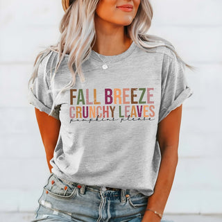 Fall Breeze Crunch Leaves Wholesale Bella Graphic Tee - Fast Shipping - Limeberry Designs