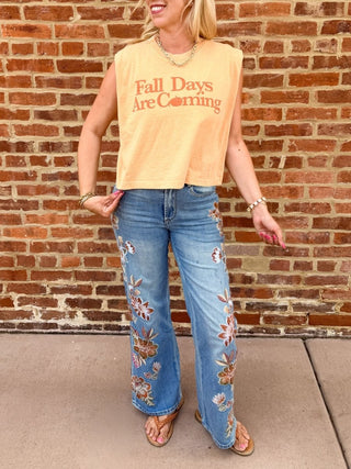 Fall Days Are Coming Sleeveless Tee - Limeberry Designs